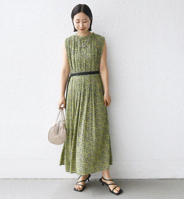 SHIPS for women「〈手洗い可能〉割繊 フラワー プリント ノースリーブ ワンピース」|ワンピース|