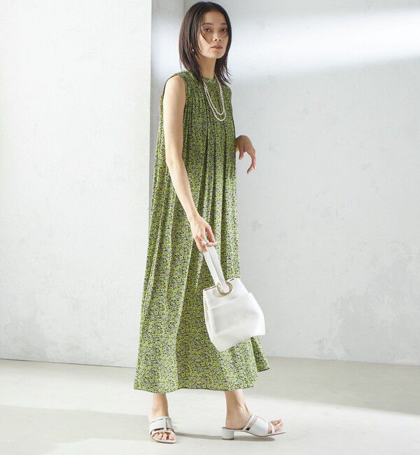 SHIPS for women「〈手洗い可能〉割繊 フラワー プリント ノースリーブ ワンピース」|ワンピース|