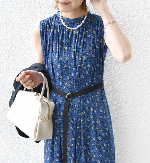 SHIPS for women「〈手洗い可能〉割繊 フラワー プリント ノースリーブ ワンピース」|ワンピース|