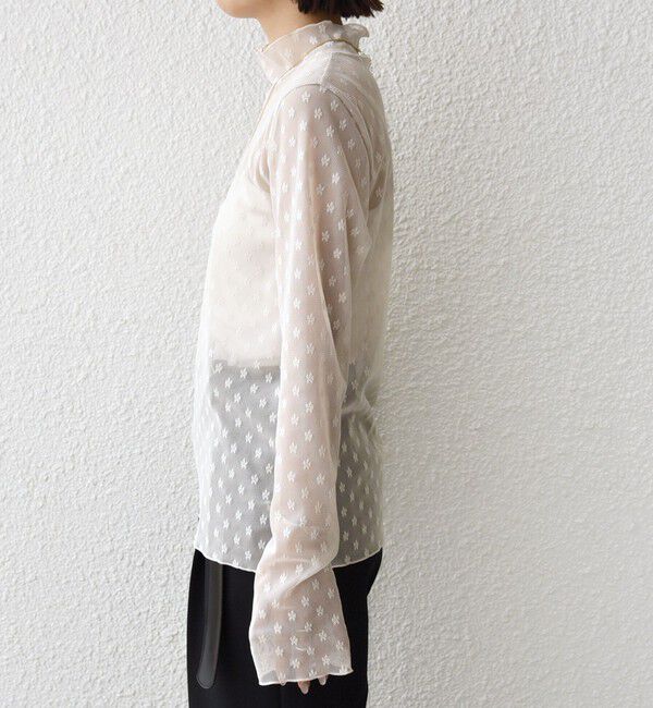 SHIPS for women「〈手洗い可能〉フラワー チュール ハイネック プルオーバー」|Tシャツ・カットソー|