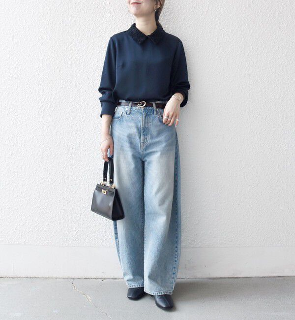 SHIPS any「SHIPS any:〈洗濯機可能〉サテン レースカラー ブラウス」|シャツ・ブラウス|