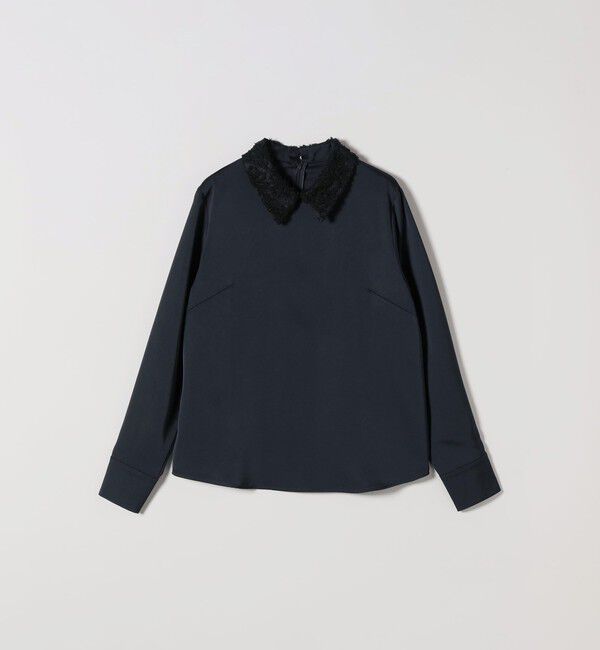 SHIPS any「SHIPS any:〈洗濯機可能〉サテン レースカラー ブラウス」|シャツ・ブラウス|