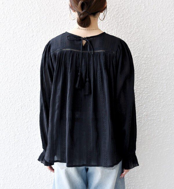 SHIPS any「《予約》SHIPS any:〈洗濯機可能〉コットン ミックス ハシゴ レース ギャザー ブラウス」|シャツ・ブラウス|