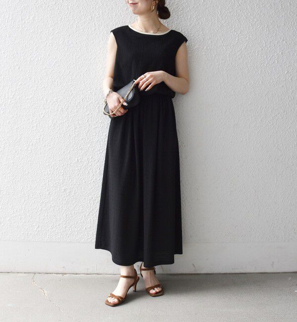 SHIPS any「《予約》SHIPS any:〈洗濯機可能〉ブラウジング バイカラー フレンチスリーブ ワンピース」|ワンピース|