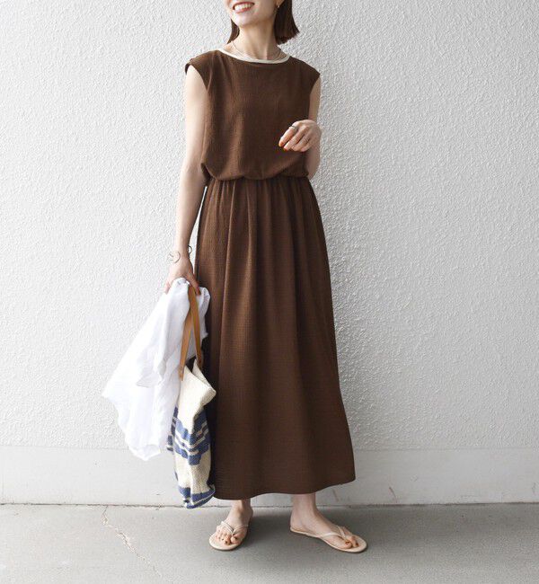 SHIPS any「《予約》SHIPS any:〈洗濯機可能〉ブラウジング バイカラー フレンチスリーブ ワンピース」|ワンピース|