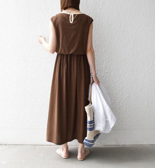 SHIPS any「《予約》SHIPS any:〈洗濯機可能〉ブラウジング バイカラー フレンチスリーブ ワンピース」|ワンピース|