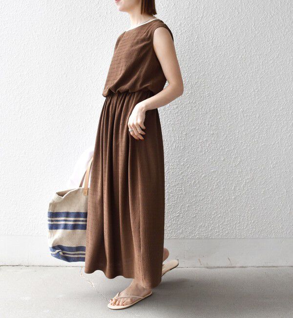 SHIPS any「《予約》SHIPS any:〈洗濯機可能〉ブラウジング バイカラー フレンチスリーブ ワンピース」|ワンピース|