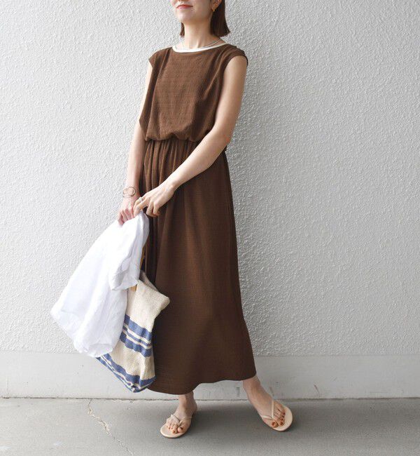 SHIPS any「《予約》SHIPS any:〈洗濯機可能〉ブラウジング バイカラー フレンチスリーブ ワンピース」|ワンピース|