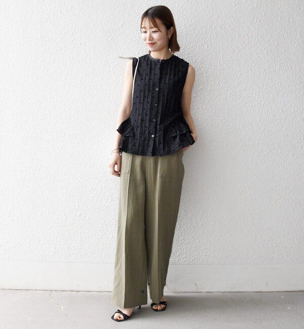 SHIPS any「《予約》SHIPS any:〈手洗い可能〉センター プレス アジャスト ボタン ベイカー パンツ」|その他|