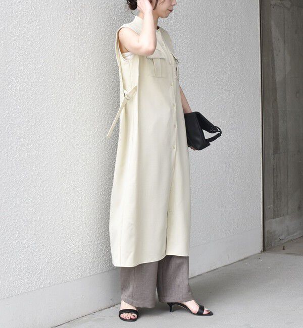 SHIPS Colors 「《予約》SHIPS Colors:〈手洗い可能〉サイド ベルト シャツ ワンピース◆」|ワンピース|