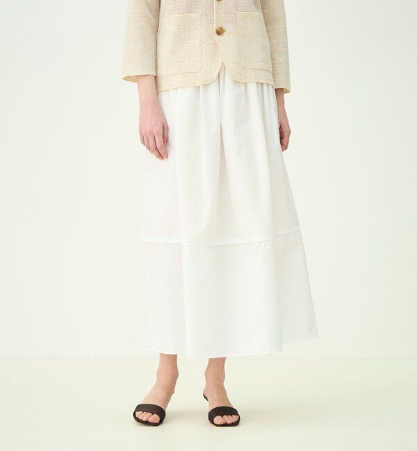 MACPHEE「クリスピータフタ ギャザーマキシスカート」|フレア|