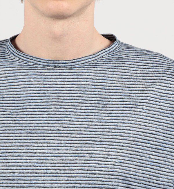 TOMORROWLAND MENS「リネン ボーダー ハーフスリーブカットソー BOTTO GIUSEPPE」|Tシャツ・カットソー|