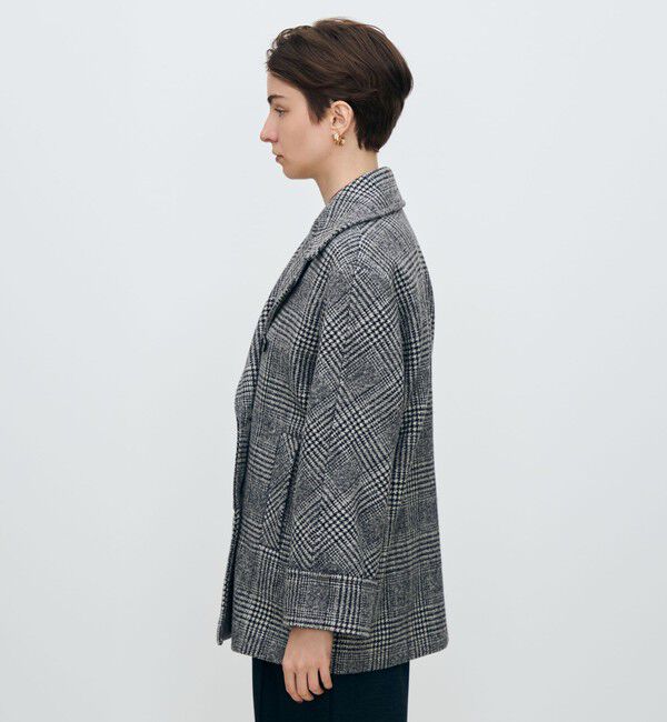 TOMORROWLAND collection「ウールカシミヤグレンチェック ダブルブレストコート」|ピーコート|