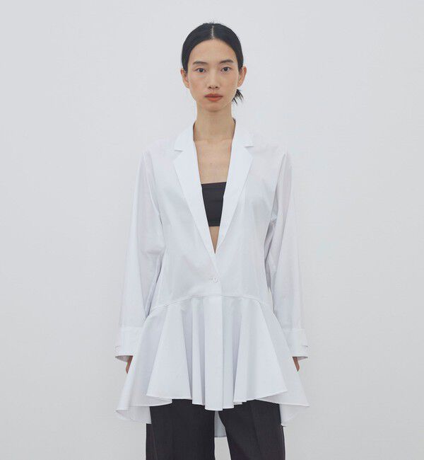 DES PRES「コットンナイロンストレッチ ペプラムジャケット」|テーラードジャケット|