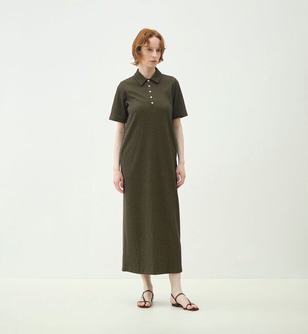 MACPHEE「ヘザーリブ ポロカラーワンピース」|ワンピース|