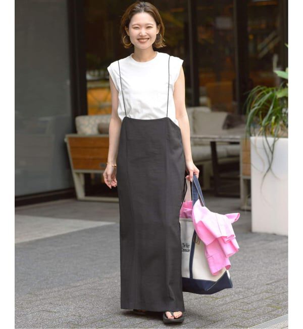 SLOBE IENA「《2枚セット/WEB限定/追加2予約》アイラインキャミワンピース&times;ノースリーブTEEセット」|ワンピース|ブラック