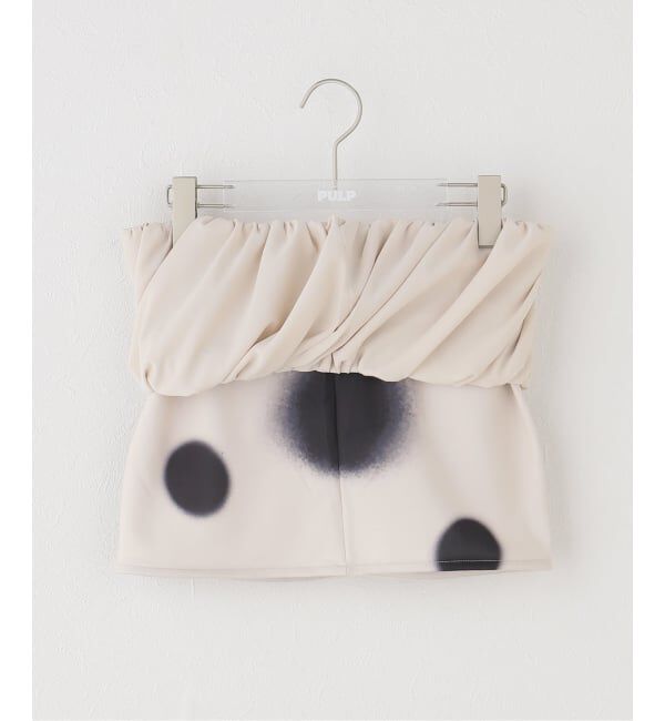 PULP「【Geek Office / ギークオフィス】OPEN YY / Woven ROLLED WAIST DOT MINI SKIRT」|スカート|ベージュ