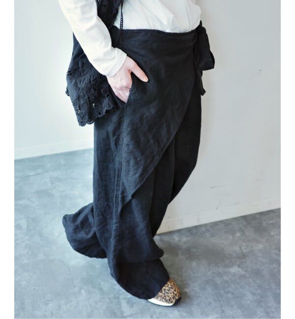 journal standard luxe「フレンチリネンツイル ラップパンツ」|その他|ブラック