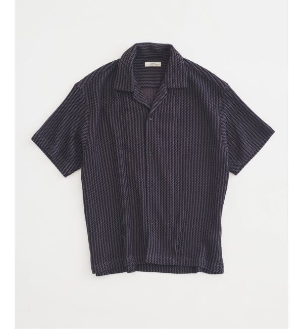 JOURNAL STANDARD relume「《予約》ストライプ カラーレース オープンカラー 半袖シャツ」|シャツ・ブラウス|ブラック B