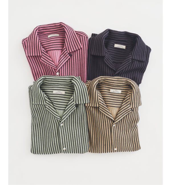 JOURNAL STANDARD relume「《予約》ストライプ カラーレース オープンカラー 半袖シャツ」|シャツ・ブラウス|