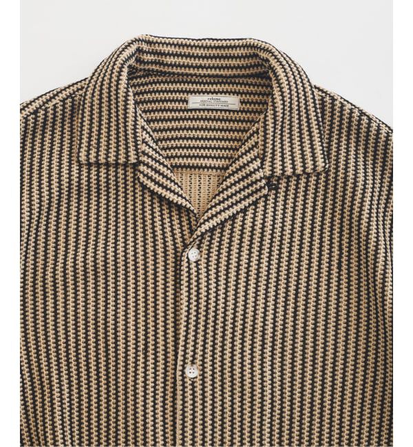 JOURNAL STANDARD relume「《予約》ストライプ カラーレース オープンカラー 半袖シャツ」|シャツ・ブラウス|