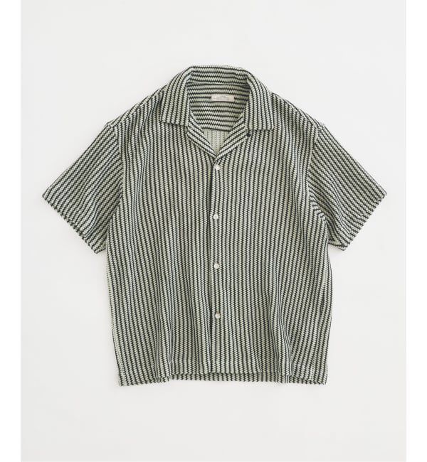 JOURNAL STANDARD relume「《予約》ストライプ カラーレース オープンカラー 半袖シャツ」|シャツ・ブラウス|グリーン B
