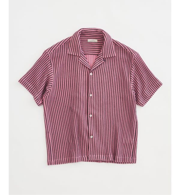 JOURNAL STANDARD relume「《予約》ストライプ カラーレース オープンカラー 半袖シャツ」|シャツ・ブラウス|ピンク A
