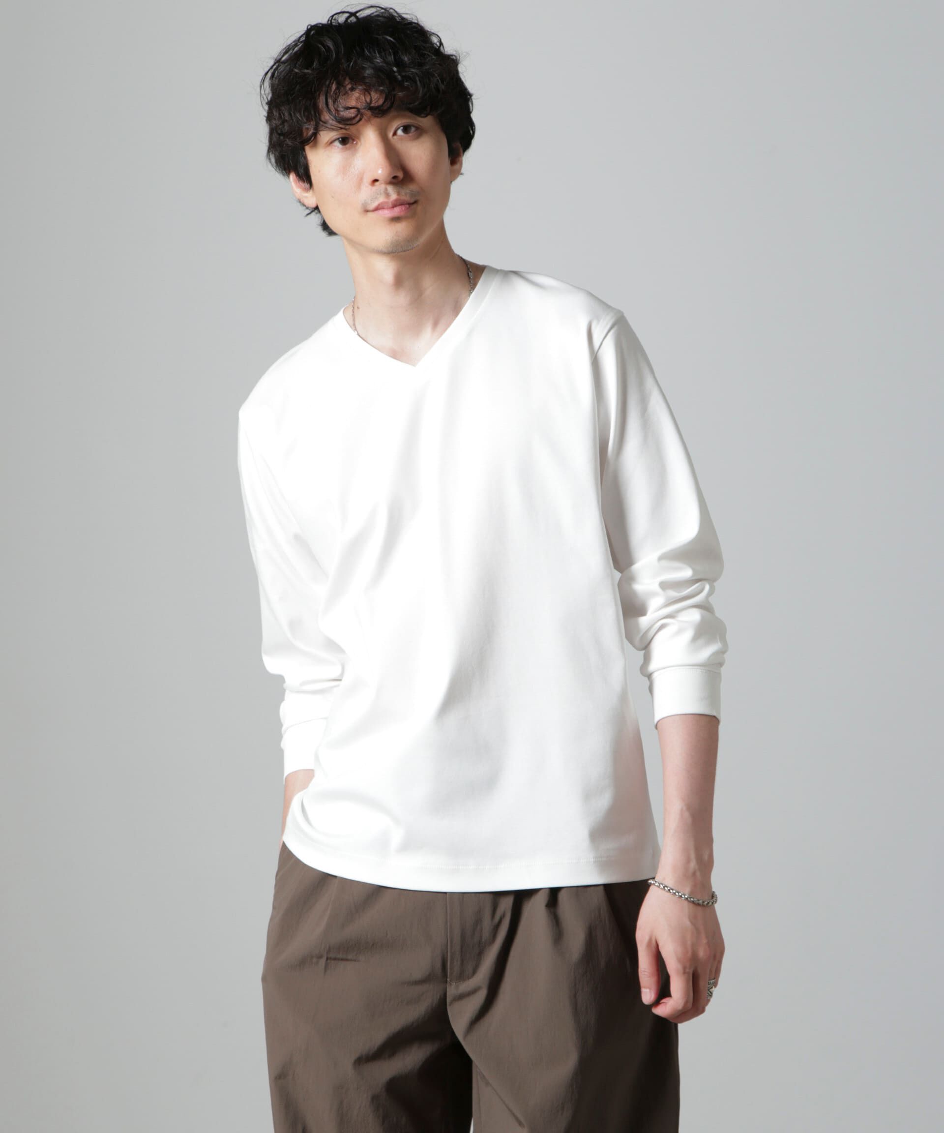 nano･universe「アンチスメルＶネックTシャツ 長袖」|Tシャツ・カットソー|