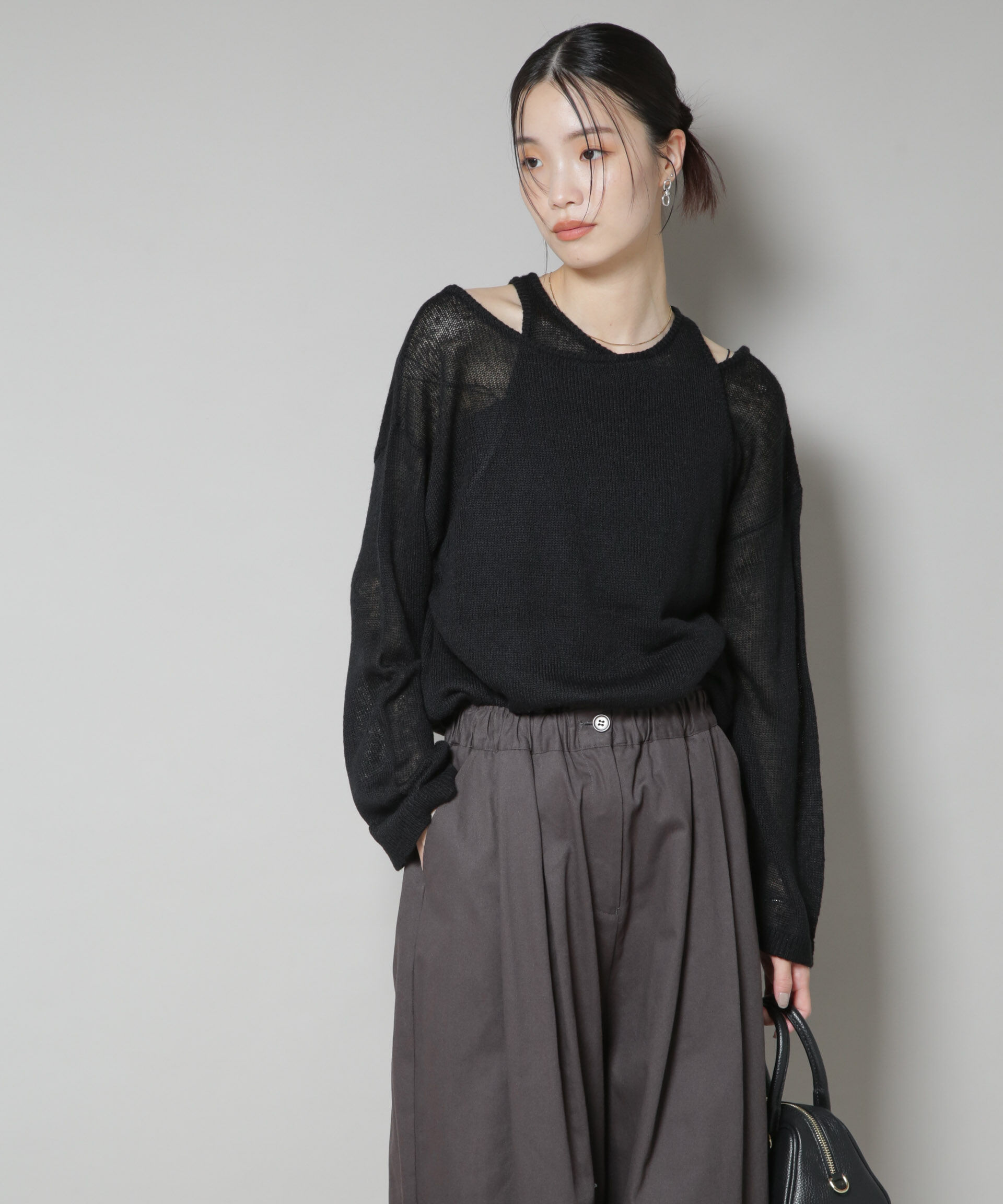 nano･universe「アメスリレイヤードデザインニット」|ニット・セーター|