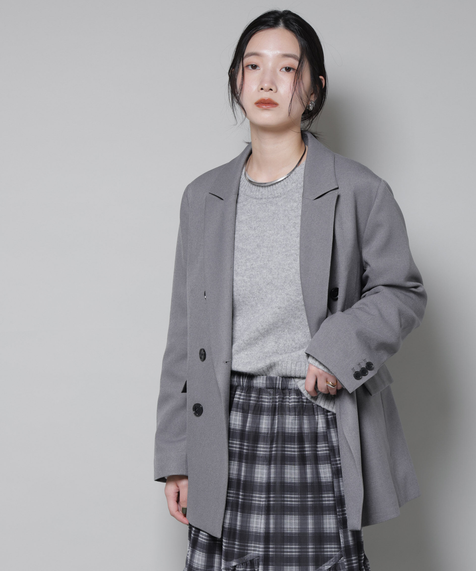 nano･universe「ストレッチサージダブルジャケット(セットアップ可)」|テーラードジャケット|