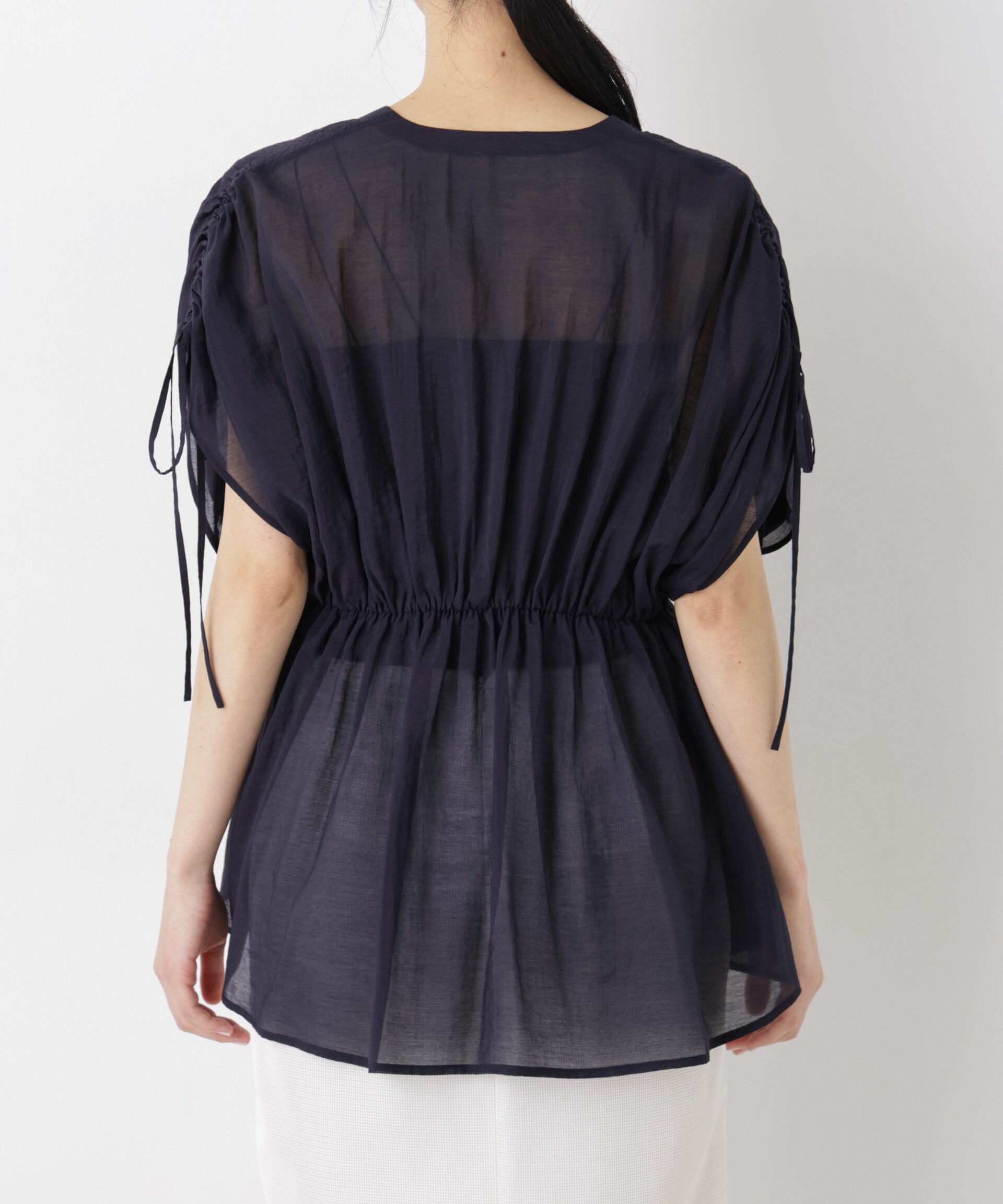 nano･universe「ギャザーペプラムシアーブラウス」|シャツ・ブラウス|