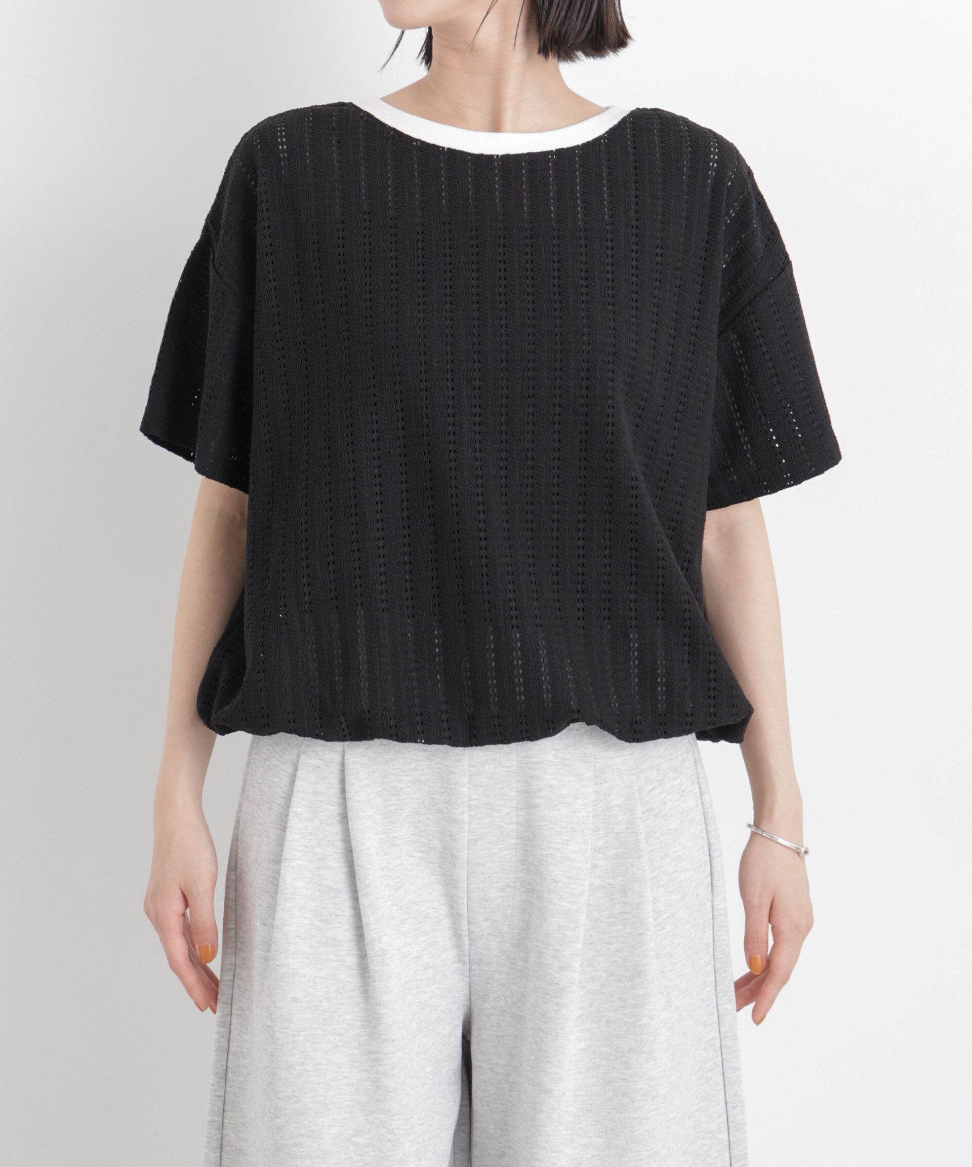nano･universe「カットジャガードドロストヘムトップス」|Tシャツ・カットソー|
