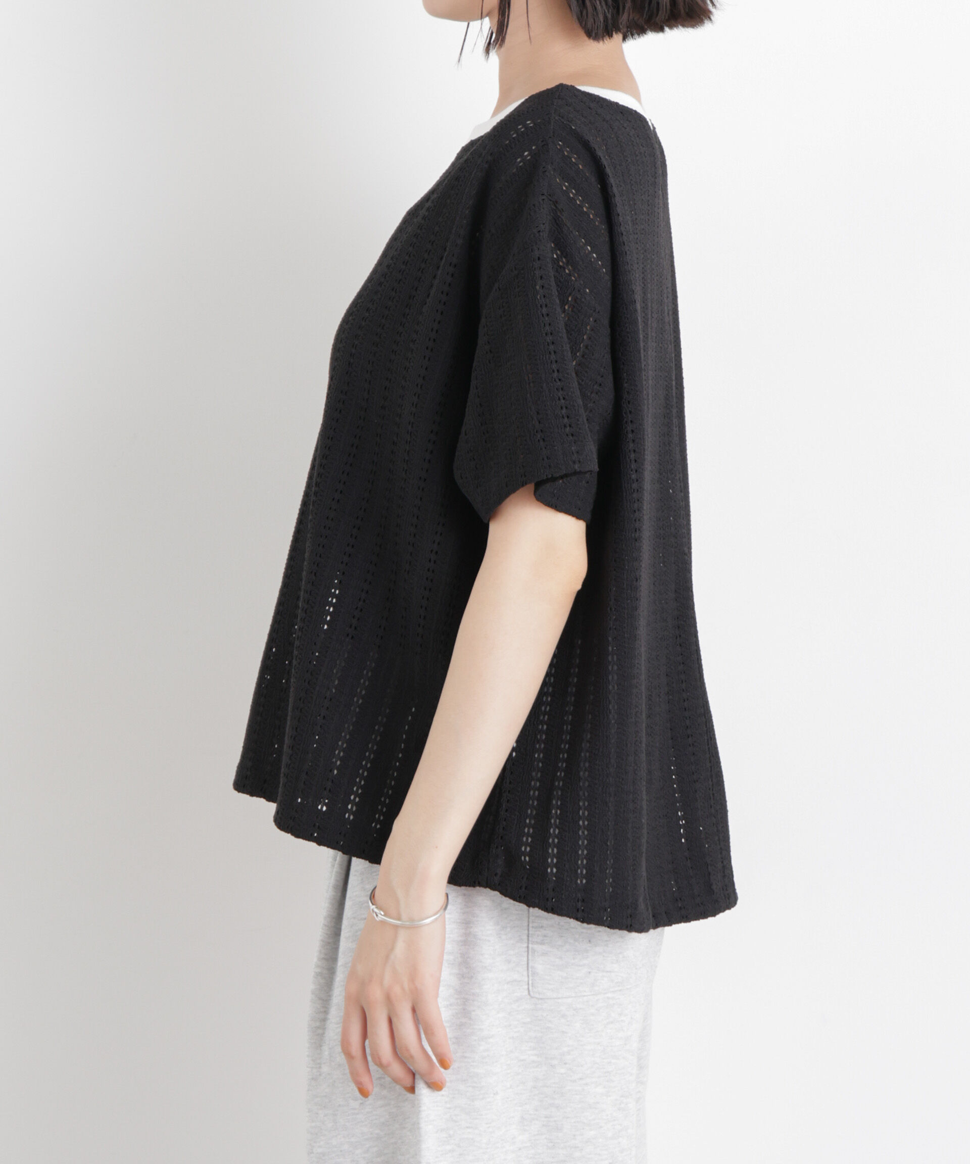 nano･universe「カットジャガードドロストヘムトップス」|Tシャツ・カットソー|