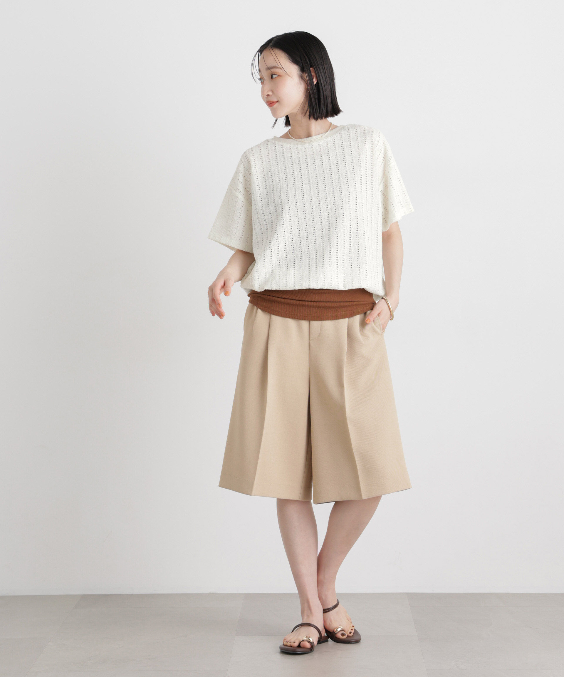 nano･universe「カットジャガードドロストヘムトップス」|Tシャツ・カットソー|