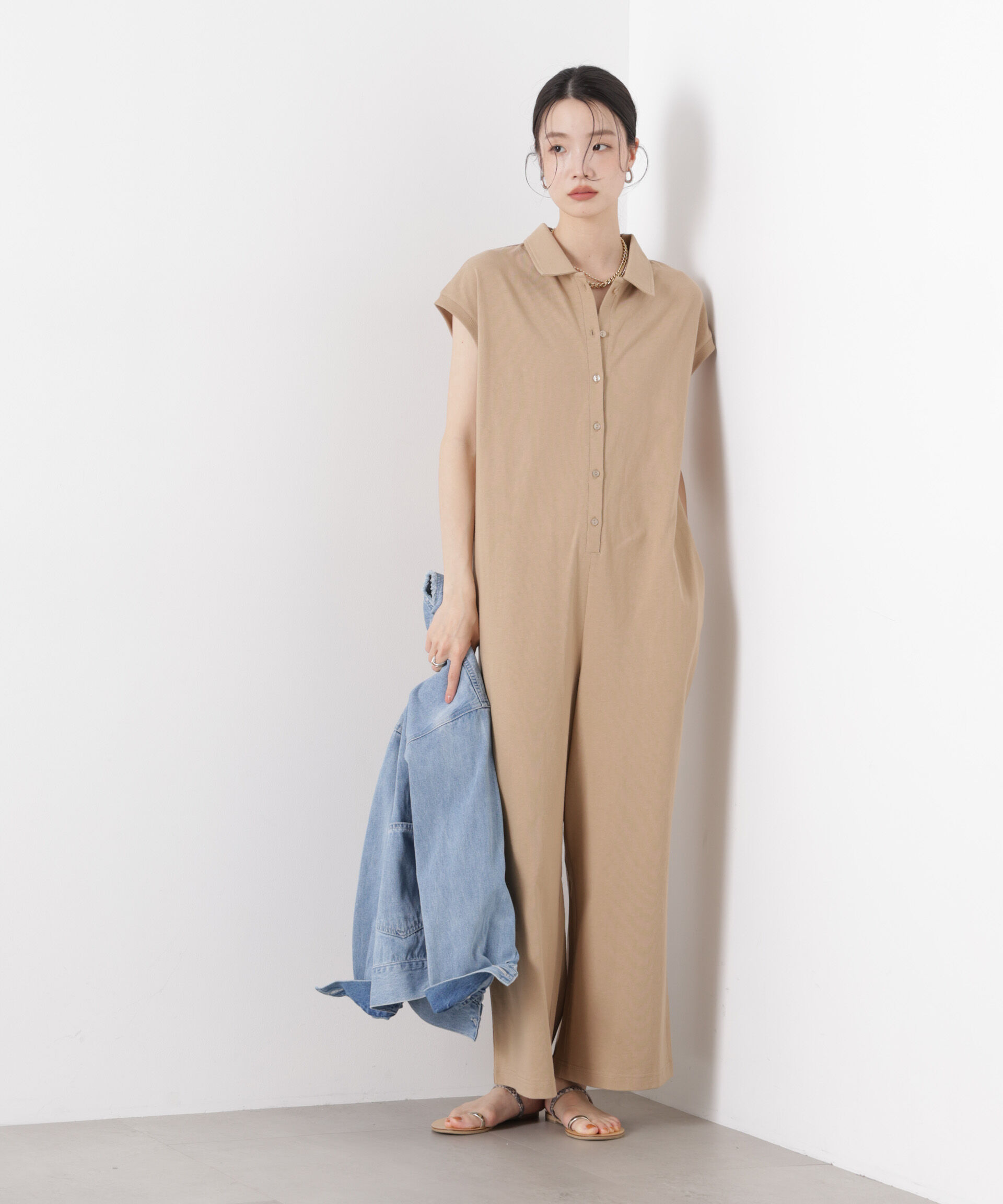 nano･universe「ポロサロペットカットパンツ」|チノ|