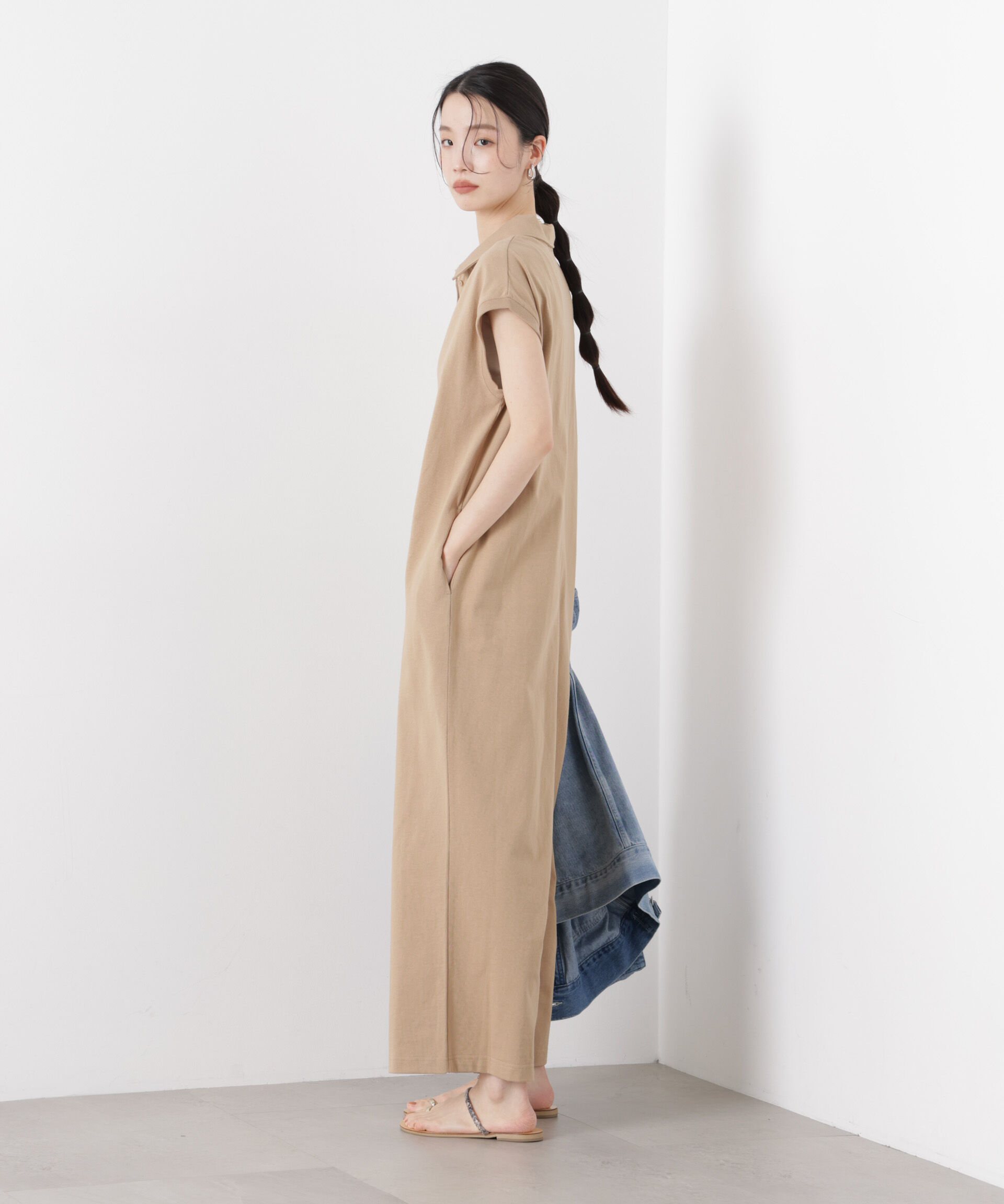 nano･universe「ポロサロペットカットパンツ」|チノ|