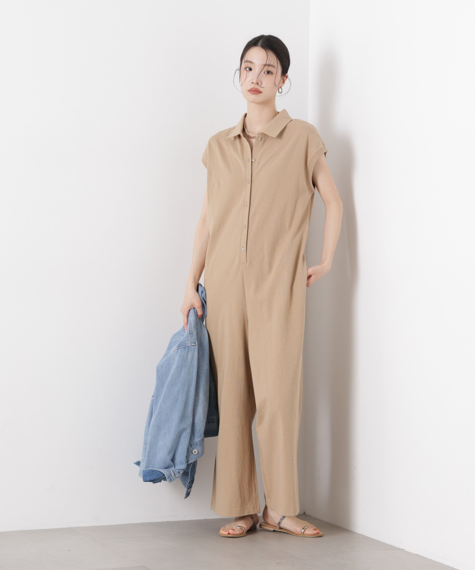 nano･universe「ポロサロペットカットパンツ」|チノ|