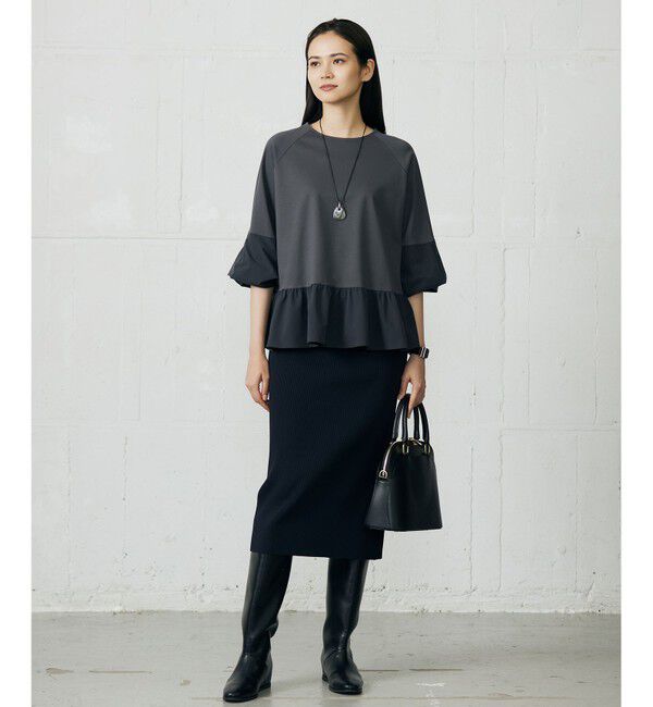 自由区「【洗える】リブストレッチタイト スカート」|スカート|