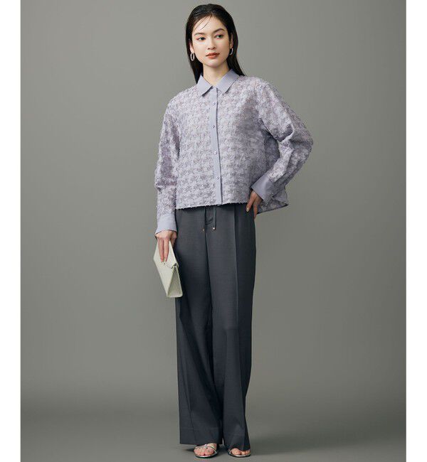 自由区「シアージオメトリックジャカードクロップド丈 ブラウス」|シャツ・ブラウス|