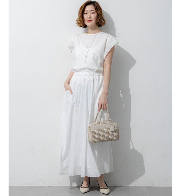 23区「スムースデザイン タフタスリーブ カットソー」|Tシャツ・カットソー|