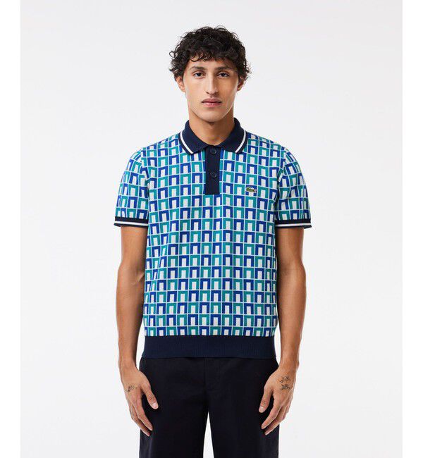 LACOSTE「オーガニックコットン ロバート・ジョージ ジャカードニットポロシャツ」|ポロシャツ|