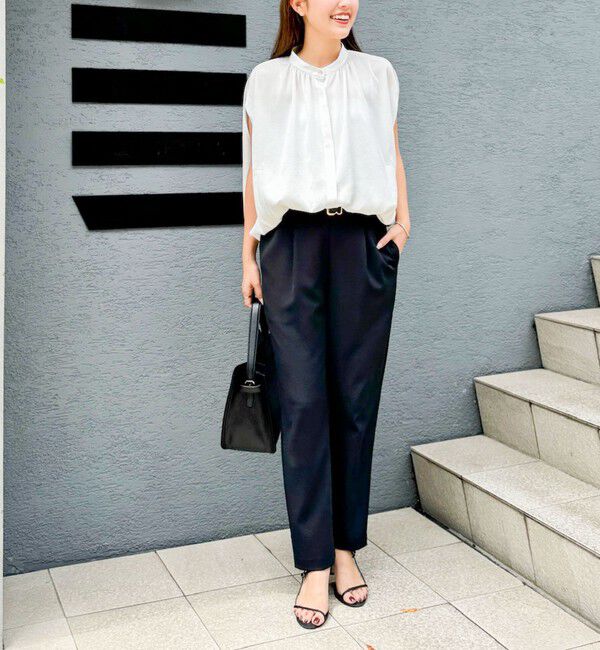 NOLLEY'S「ハンマーサテンケープブラウス」|シャツ・ブラウス|