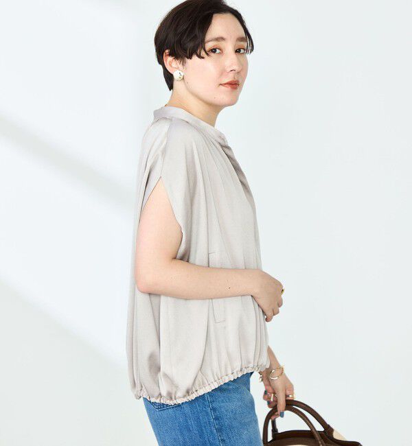 NOLLEY'S「ハンマーサテンケープブラウス」|シャツ・ブラウス|
