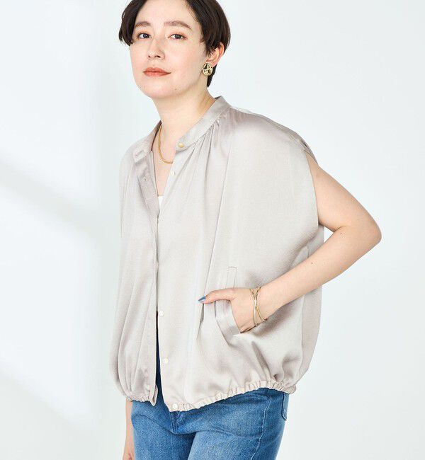NOLLEY'S「ハンマーサテンケープブラウス」|シャツ・ブラウス|