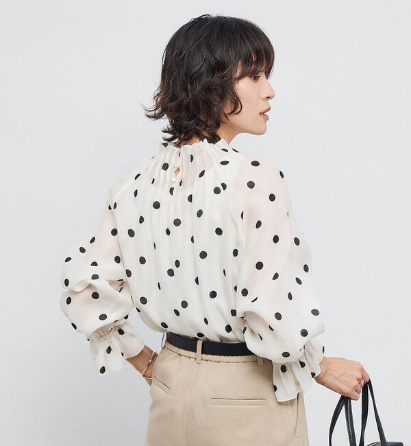 NOLLEY'S「ウォッシャブルピンタックドットプリントブラウス」|シャツ・ブラウス|
