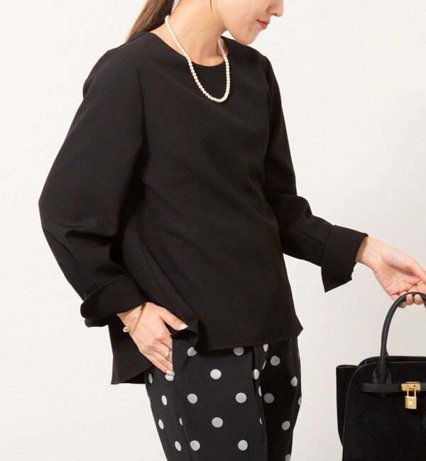 NOLLEY'S「《セットアップ対応》ウォッシャブルストレッチギャババックフレアブラウス」|シャツ・ブラウス|ブラック