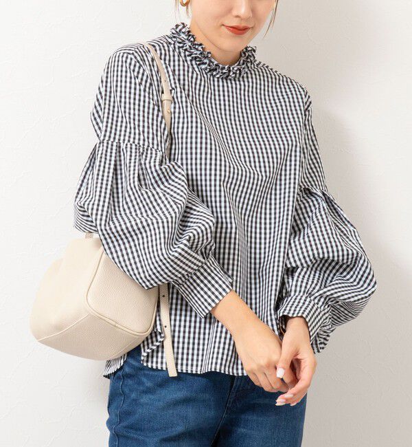 NOLLEY'S「【MARILYN MOON/マリリーンムーン】タックフリルボリュームブラウス」|シャツ・ブラウス|ブラック・グレー系1