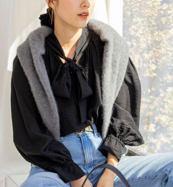 NOLLEY'S「ウォッシャブルシアーボウタイ2WAYブラウス」|シャツ・ブラウス|ブラック