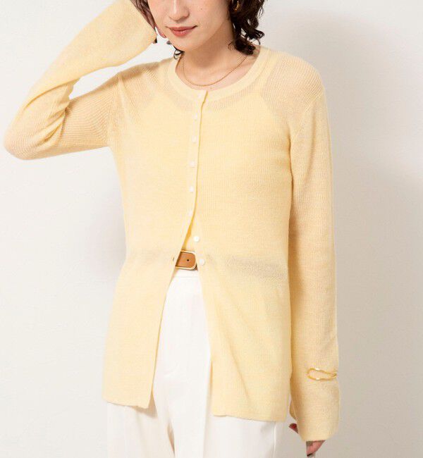 NOLLEY'S sophi「《手洗い可能》モヘヤ混片畦ミディ丈Cネックカーディガン」|カーディガン|クリーム