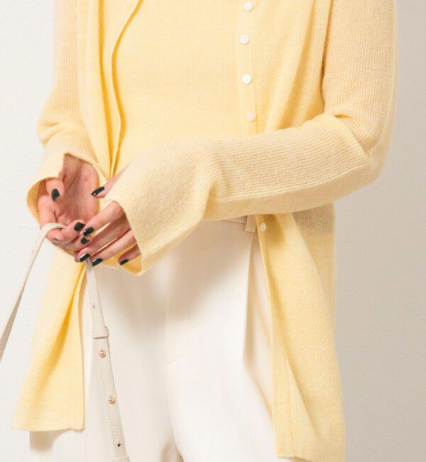 NOLLEY'S sophi「《手洗い可能》モヘヤ混片畦ミディ丈Cネックカーディガン」|カーディガン|